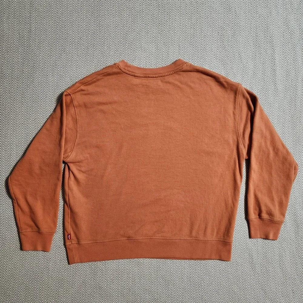 Levis Mens Batwing Logo Crewneck Sweatshirt Rust Orange Large Pullover Fleece